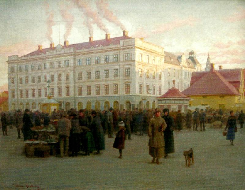 johan krouthen stoa torget oil painting picture